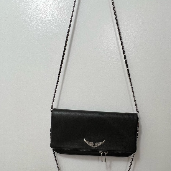 Zadig & Voltaire Black and Silver Rock Leather Shoulder Bag - Picture 4 of 9